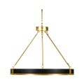 Round Contemporary Ebonised Oak & Brass Chandelier