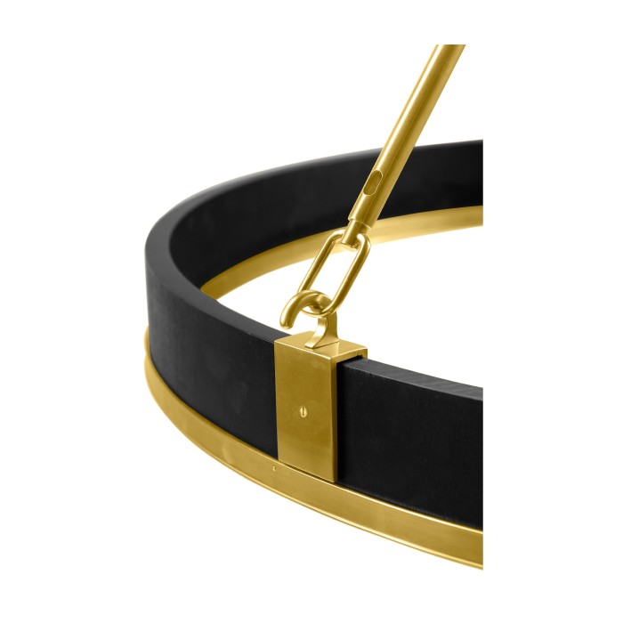 Round Contemporary Ebonised Oak & Brass Chandelier