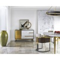 Round Contemporary Ebonised Oak & Brass Chandelier