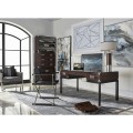 Circular Campaign Style Dark Santos Rosewood & White Stainless Steel Table Lamp
