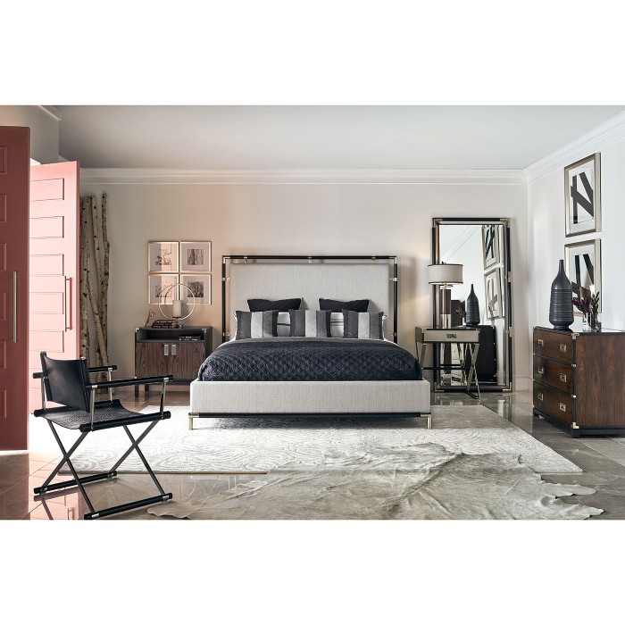 Circular Campaign Style Dark Santos Rosewood & White Stainless Steel Table Lamp