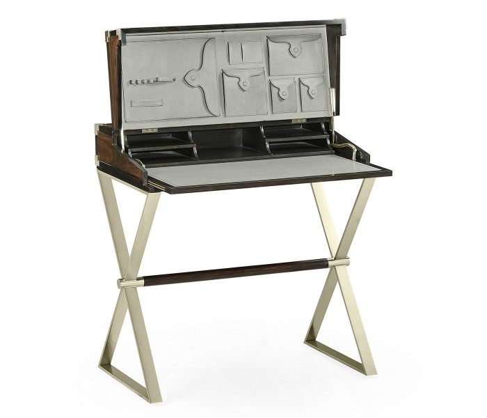 Campaign Style Dark Santos Rosewood Flip-Top Desk