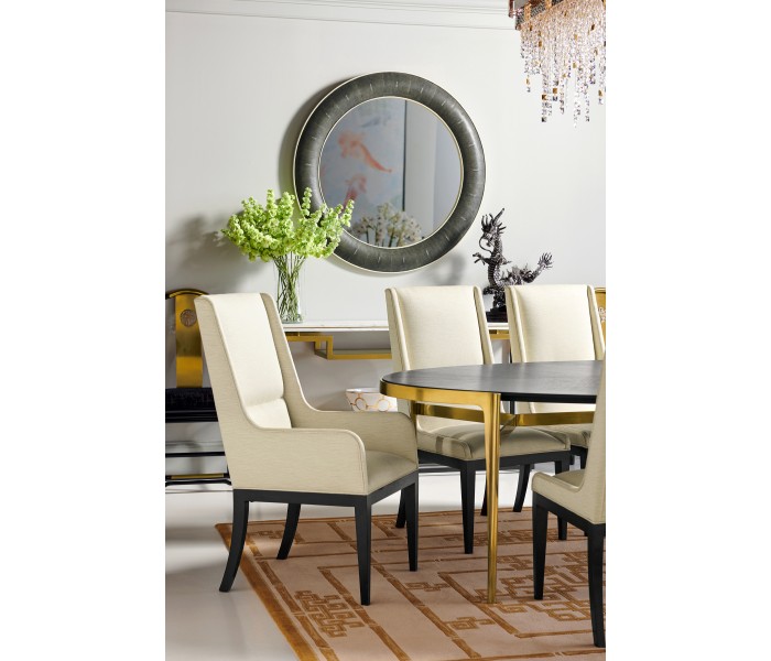 Fusion Black Gloss & Brass Dining Arm Chair