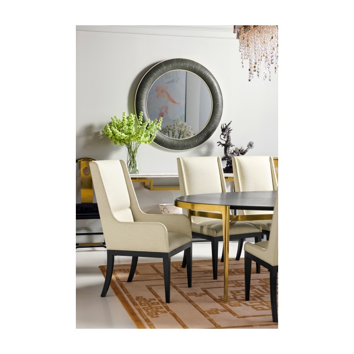 Fusion Black Gloss & Brass Dining Arm Chair