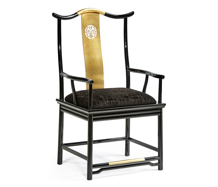 Fusion Black Gloss Dining Arm Chair