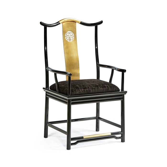 Fusion Black Gloss Dining Arm Chair