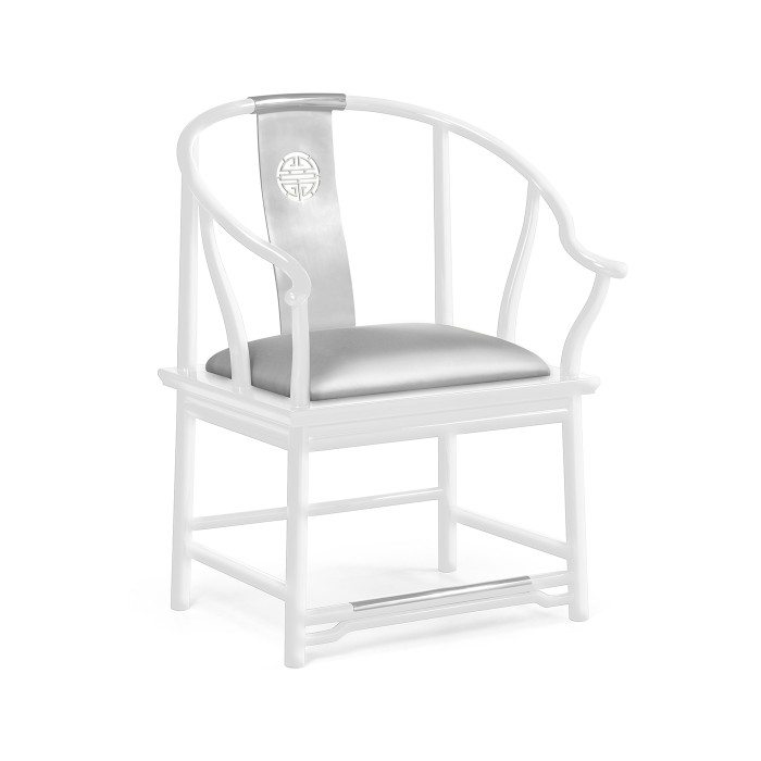 Fusion Rounded White Gloss & Stainless Steel Dining Arm Chair