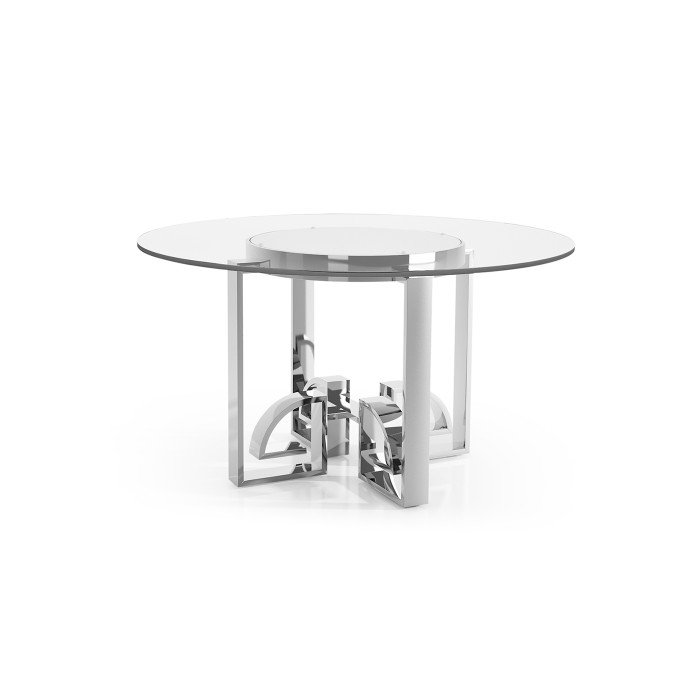 Asian Fusion Stainless Steel & Glass Top Dining Table 54