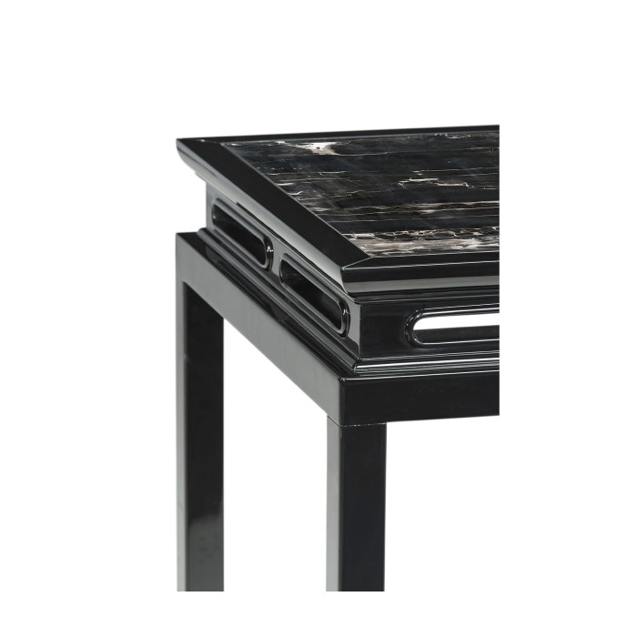 Fusion Smoky Black End Table with Marble Top