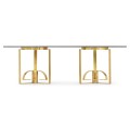 Fusion Rectangular Chinoiserie Antique Etched Brass Dining Table 87