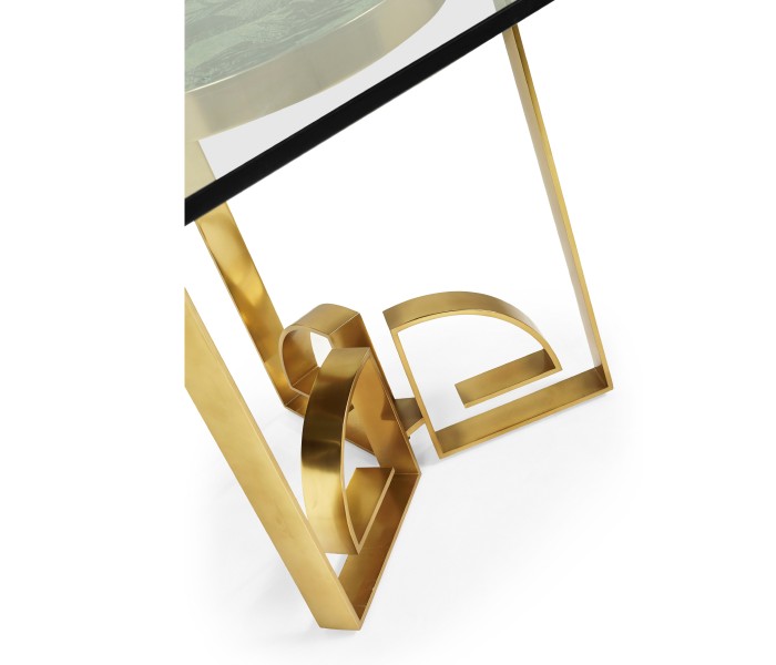 Fusion Rectangular Chinoiserie Antique Etched Brass Dining Table 87