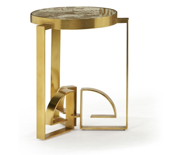 Fusion Chinoiserie Antique Etched Brass Dining Table Base
