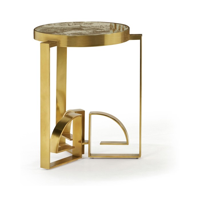 Fusion Chinoiserie Antique Etched Brass Dining Table Base