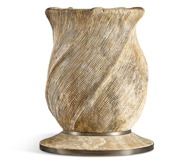 Water Leeward Carved Travertine Base 24