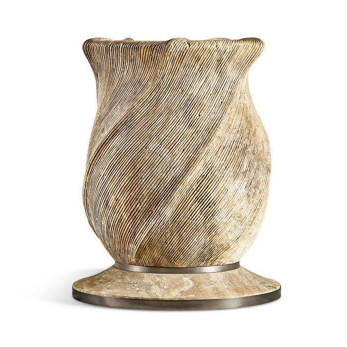 Water Leeward Carved Travertine Base 24
