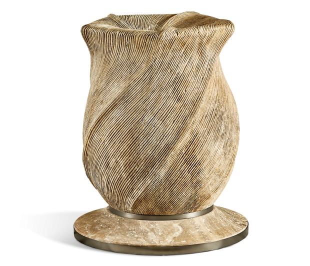 Water Leeward Carved Travertine Base 24