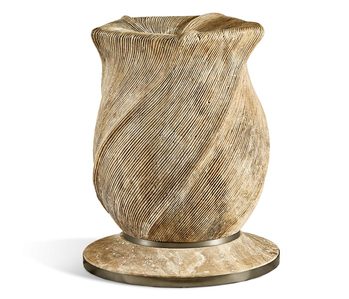 Water Leeward Carved Travertine Base 24
