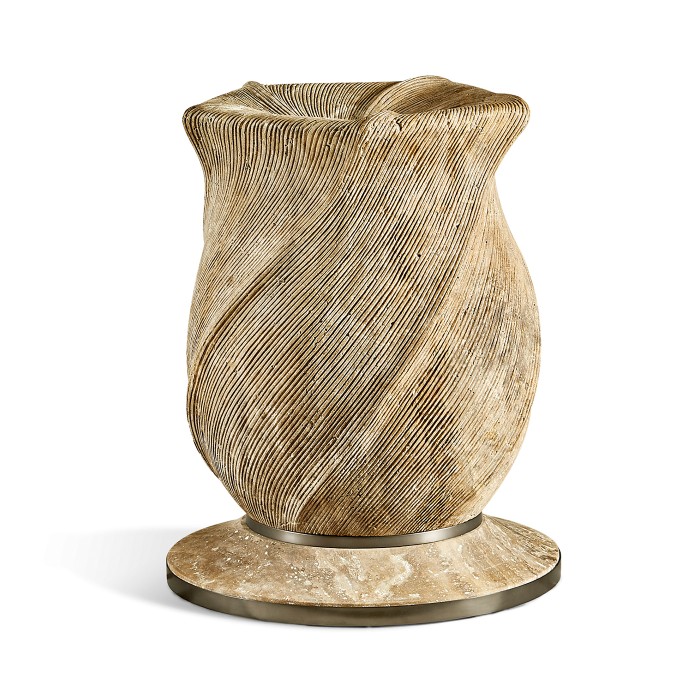Water Leeward Carved Travertine Base 24