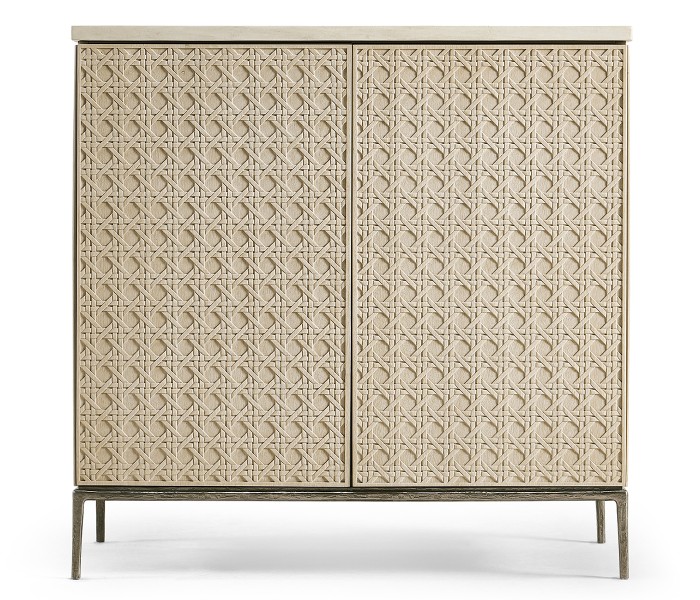 Cnoidal Carved Cane Door Chest
