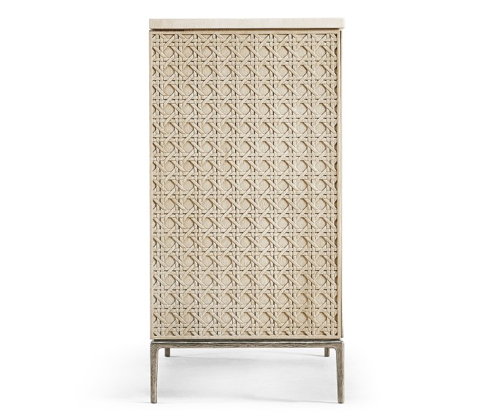 Cnoidal Carved Cane Door Chest