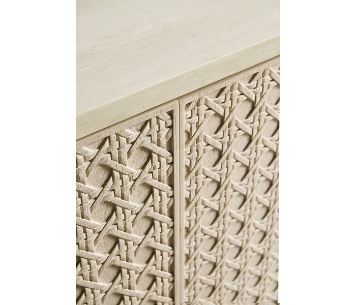 Cnoidal Carved Cane Door Chest
