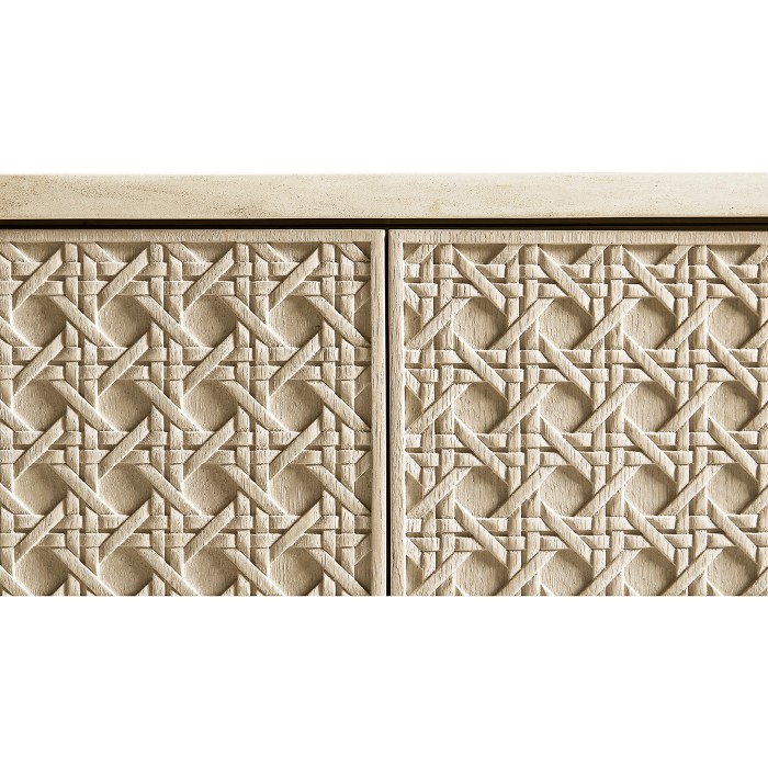 Cnoidal Carved Cane Door Chest