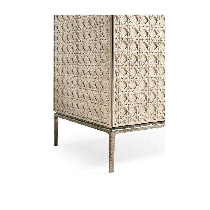 Cnoidal Carved Cane Door Chest
