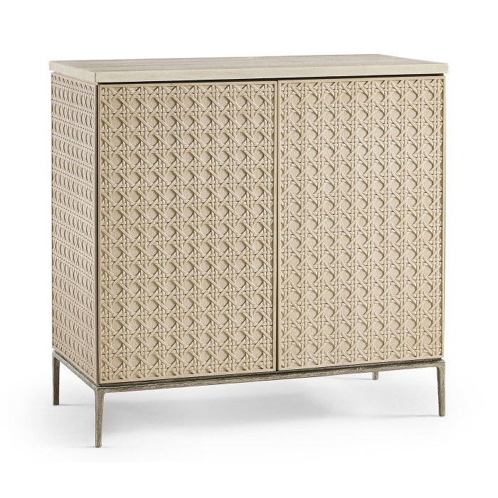 Cnoidal Carved Cane Door Chest