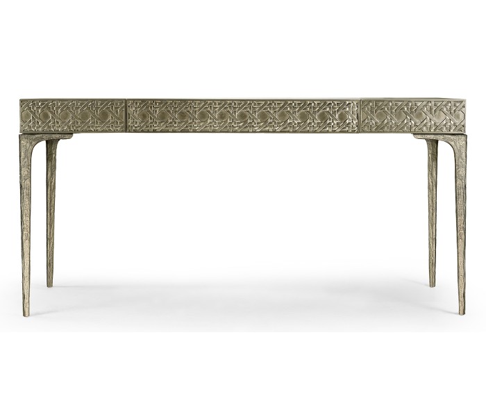 Cnoidal Cane Carved Metal Desk