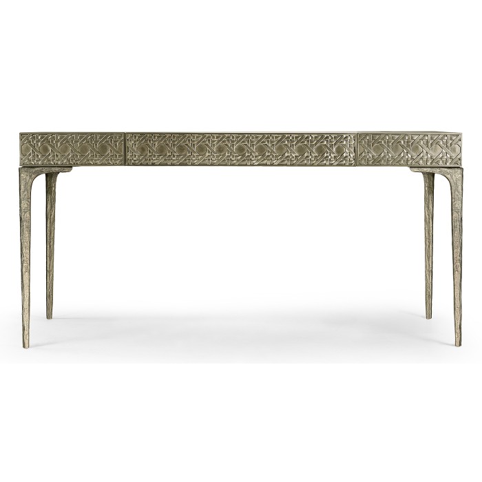 Cnoidal Cane Carved Metal Desk