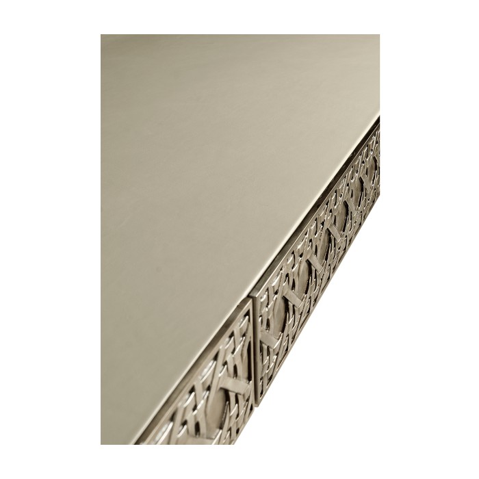 Cnoidal Cane Carved Metal Desk