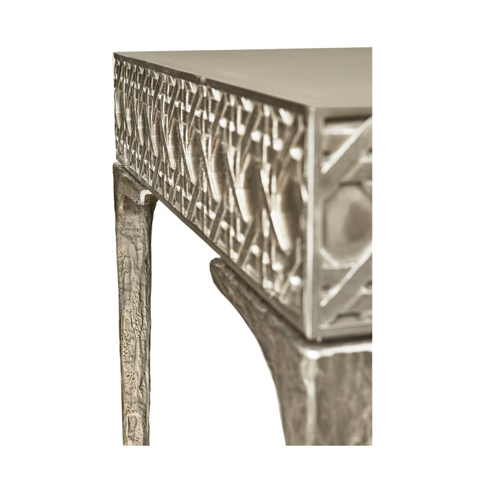 Cnoidal Cane Carved Metal Desk