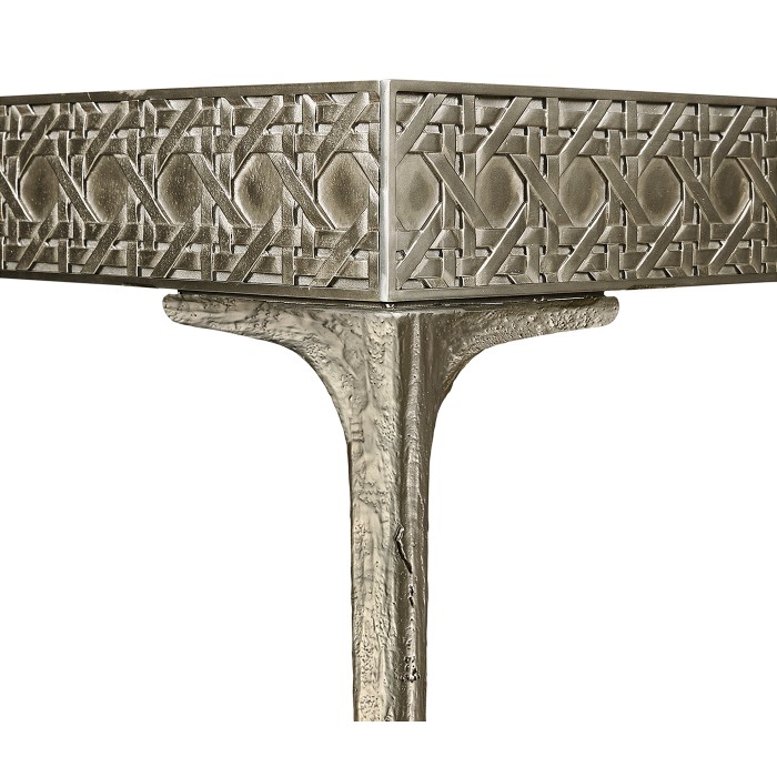 Cnoidal Cane Carved Metal Desk