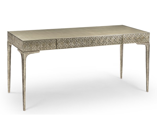 Cnoidal Cane Carved Metal Desk