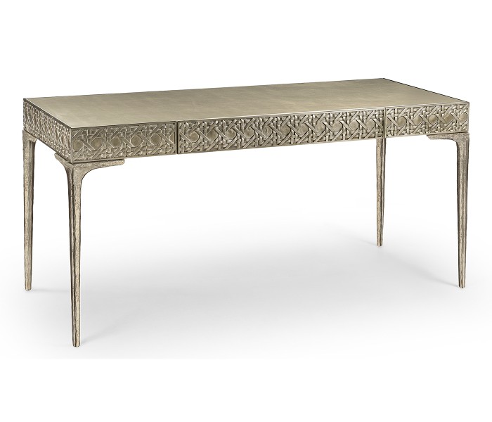 Cnoidal Cane Carved Metal Desk