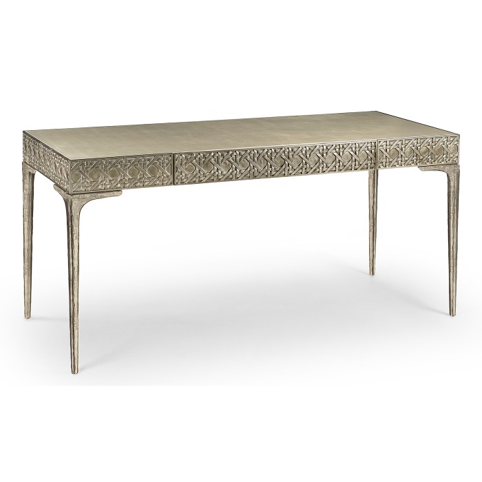 Cnoidal Cane Carved Metal Desk