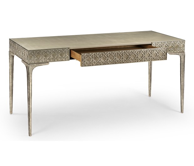 Cnoidal Cane Carved Metal Desk
