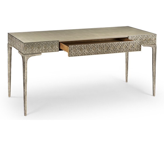 Cnoidal Cane Carved Metal Desk
