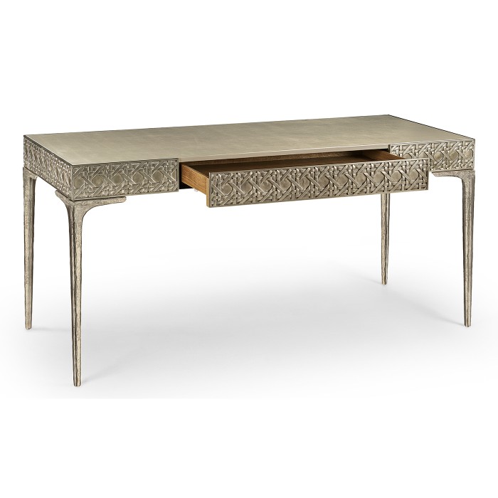 Cnoidal Cane Carved Metal Desk