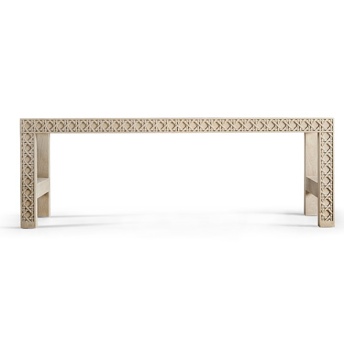 Cnoidal Cane Carved Cocktail Table