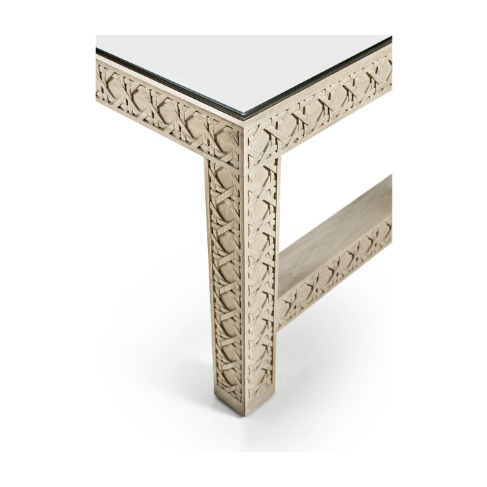 Cnoidal Cane Carved Cocktail Table