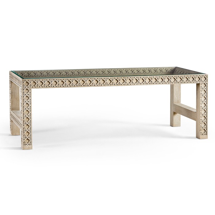 Cnoidal Cane Carved Cocktail Table