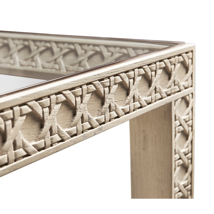Cnoidal Cane Carved End Table