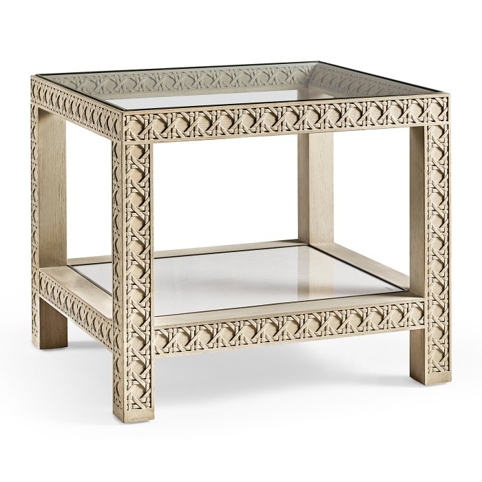 Cnoidal Cane Carved End Table