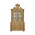 Oulton Vintage Oak Cabinet with Glass Doors & Glass Shelves