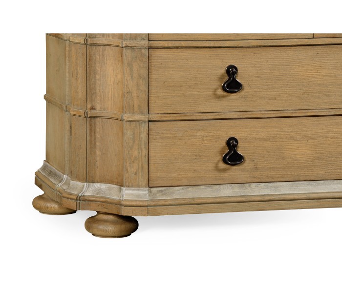 Oulton Vintage Oak Cabinet with Glass Doors & Glass Shelves