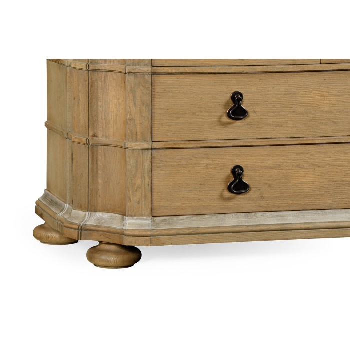 Oulton Vintage Oak Cabinet with Glass Doors & Glass Shelves