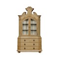 Oulton Vintage Oak Cabinet with Glass Doors & Wooden Shelves