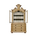 Oulton Vintage Oak Cabinet with Glass Doors & Wooden Shelves