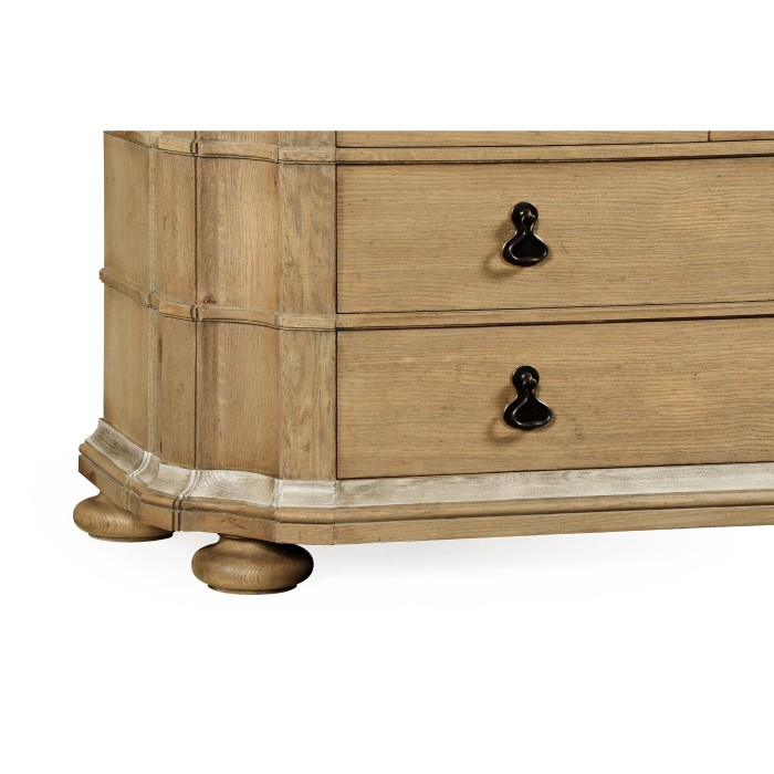 Oulton Vintage Oak Cabinet with Glass Doors & Wooden Shelves